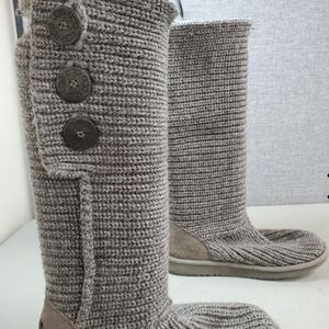 UGG Women's Knit Button Tall Boots in Taupe